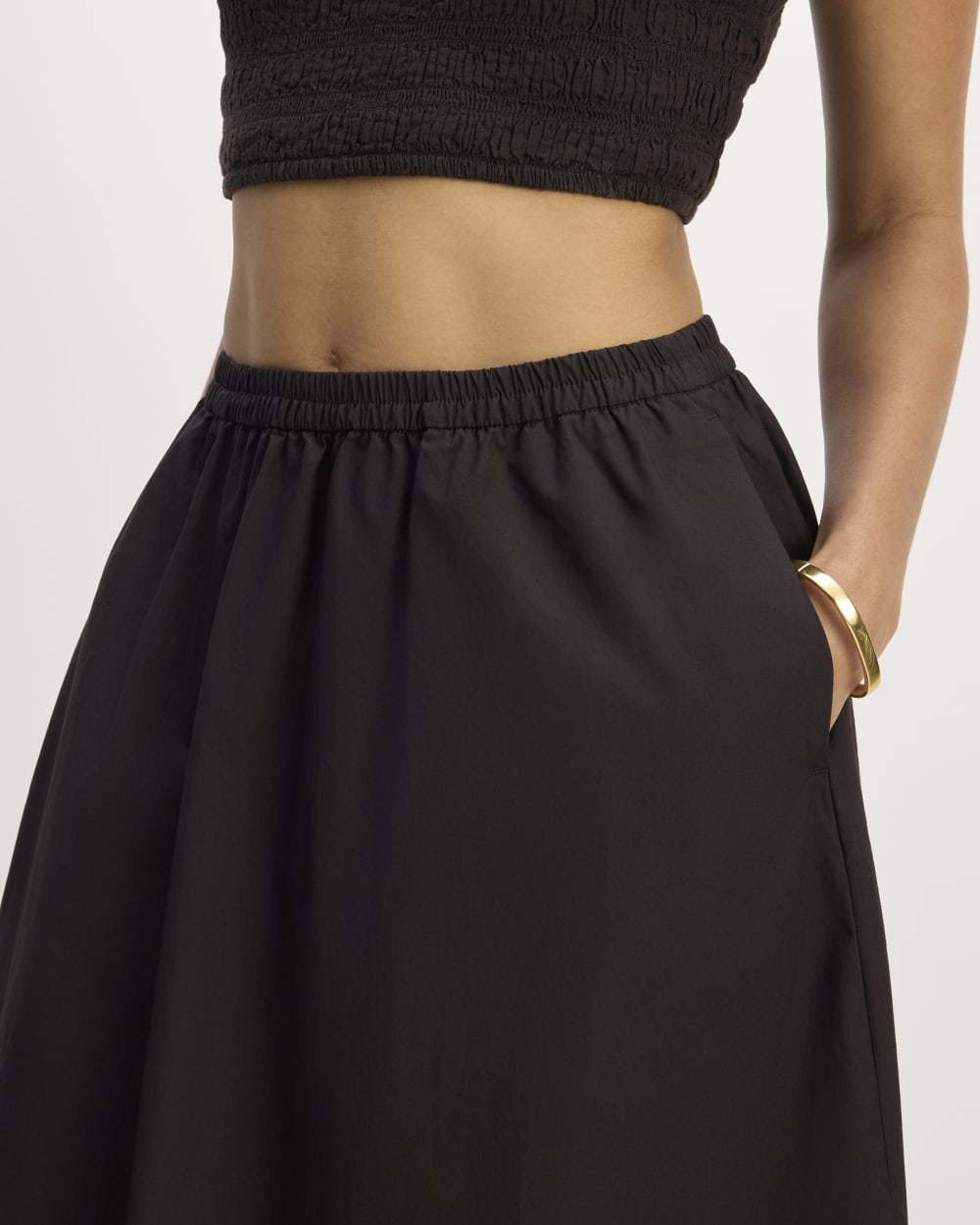The Supima® Pull-On Maxi Skirt in Black — detail view