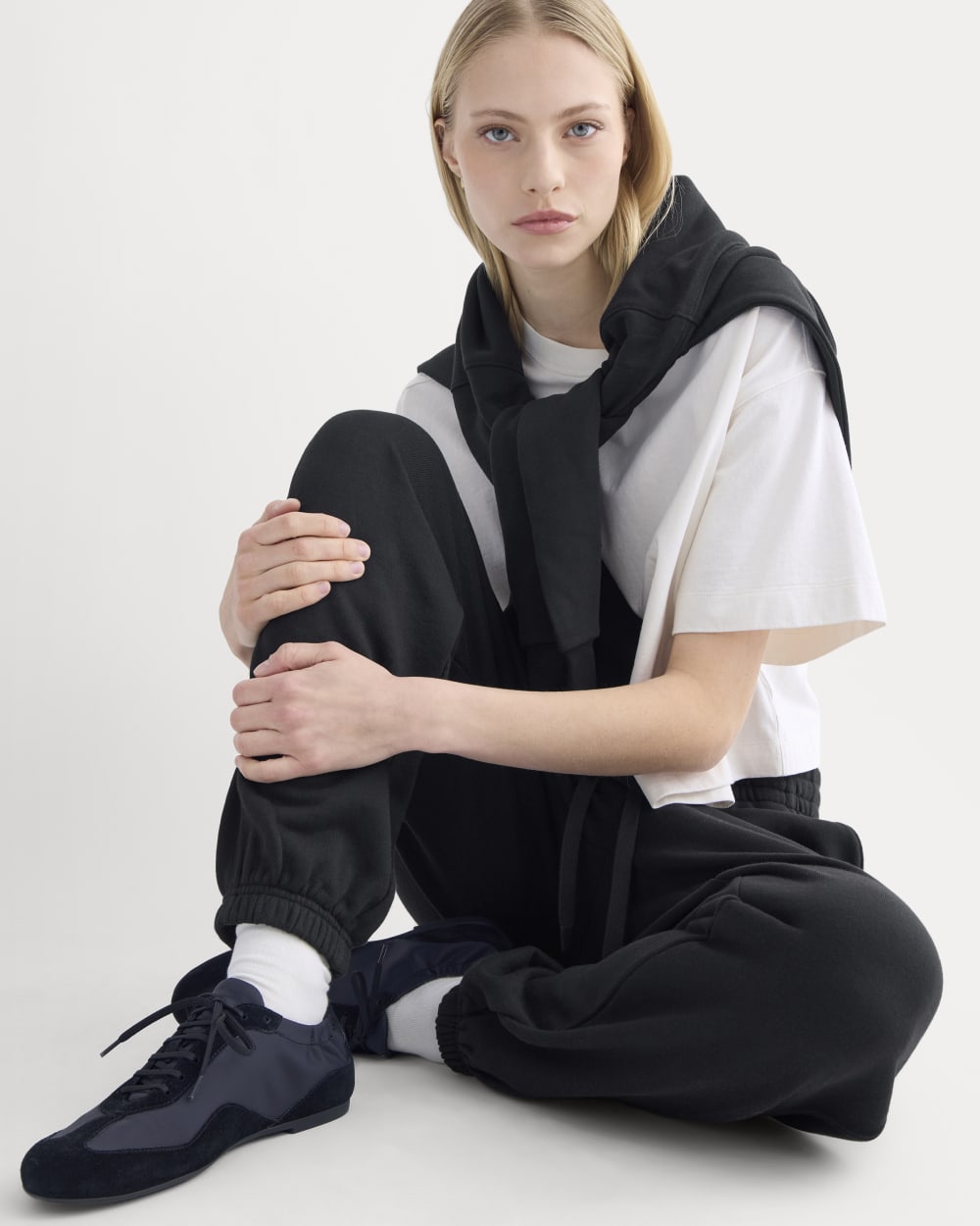 Lightweight Terry Jogger in Black — detail view