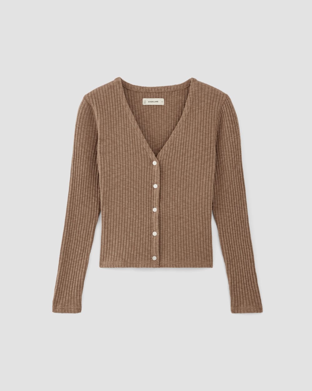 The Cozy Rib Cardigan in Carob Brown — alternate view