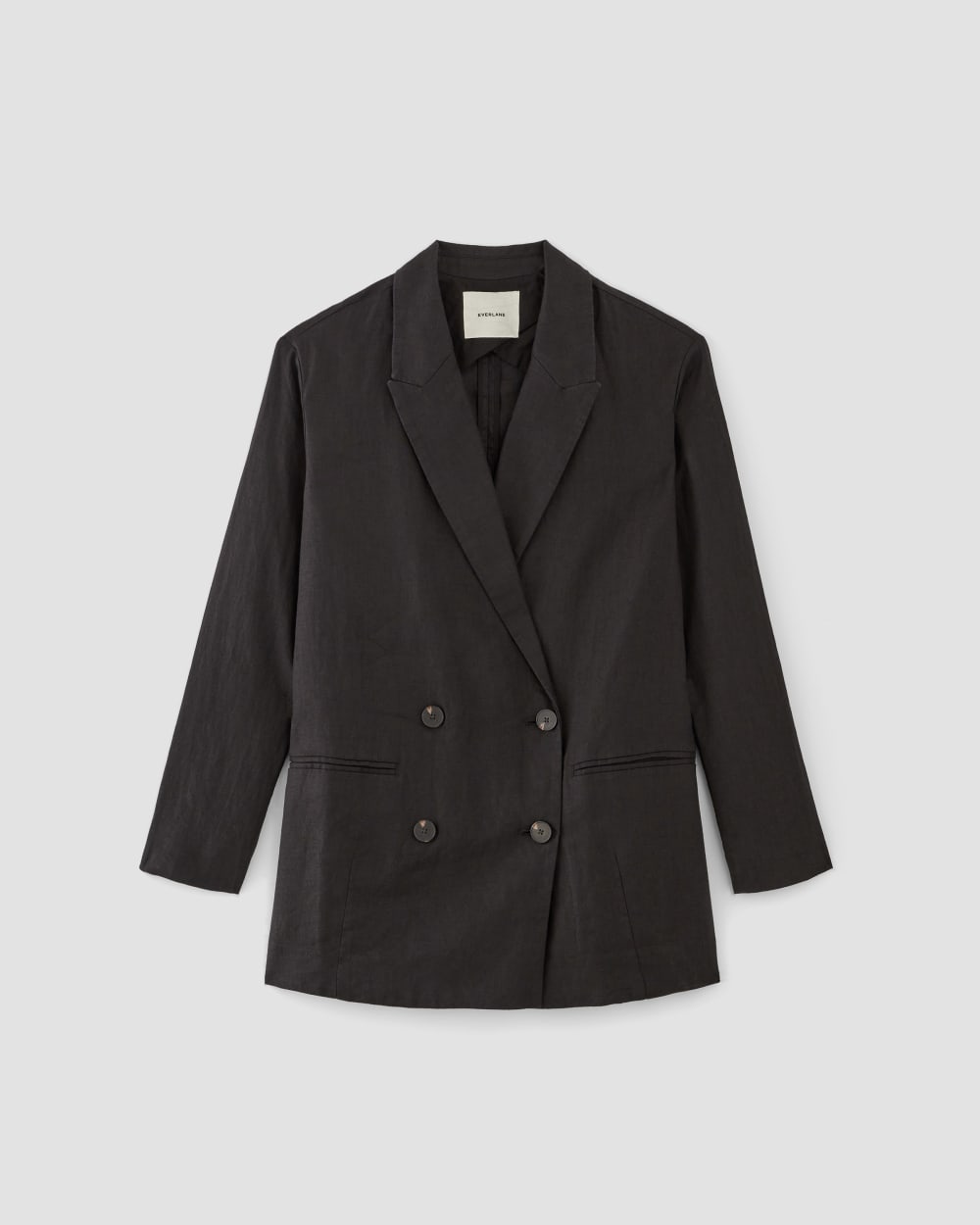 The Linen Double Breasted Blazer in Black — alternate view