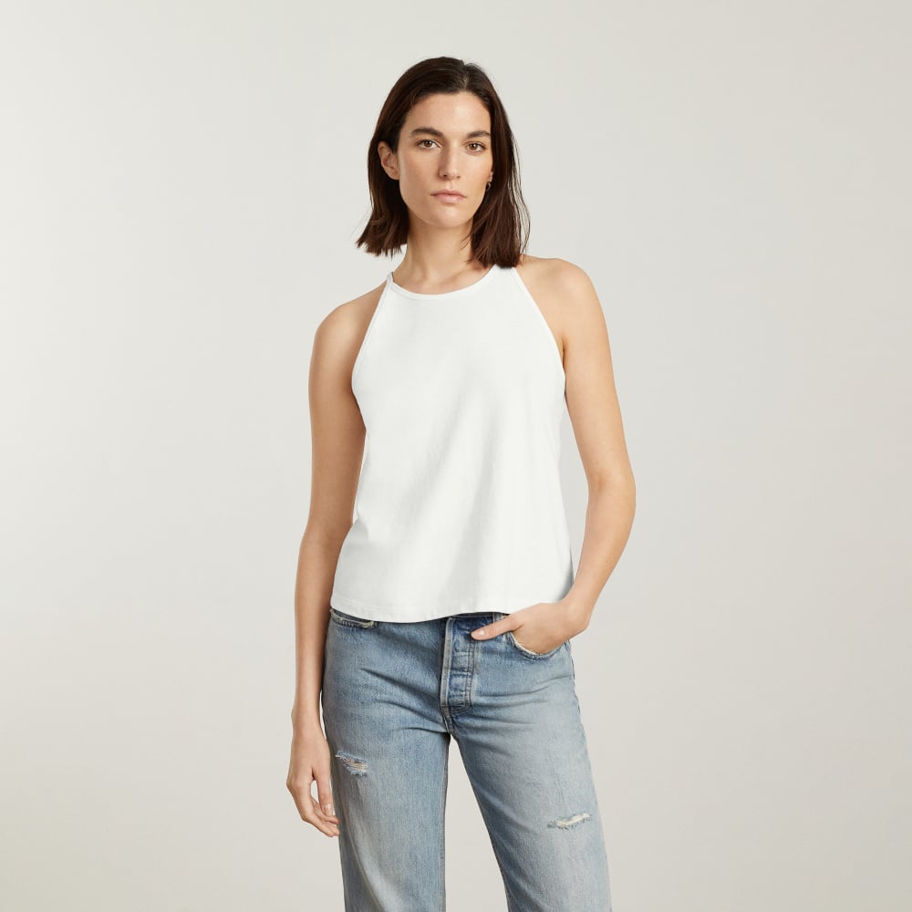 The Hemp Cutaway Tank in White — alternate view