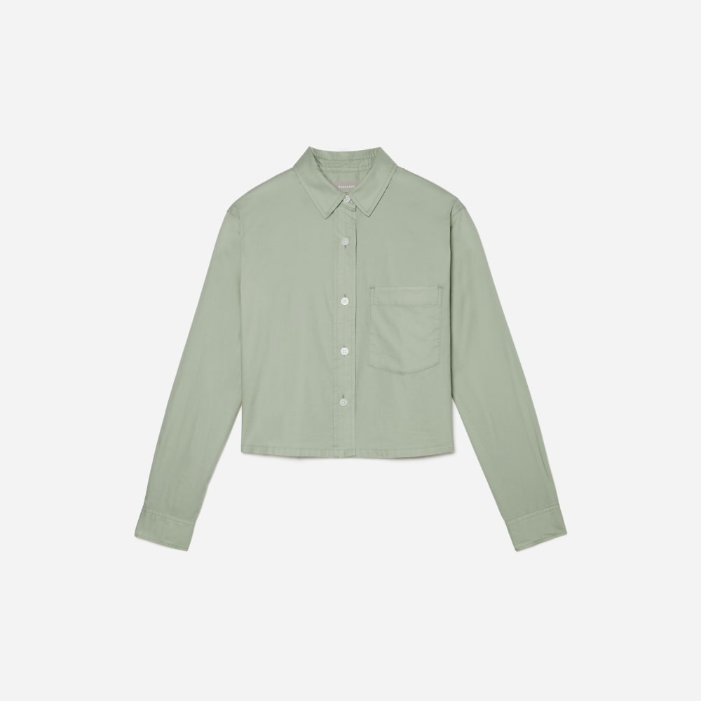 The Way-Short Shirt in Silky Cotton in Laurel — front view