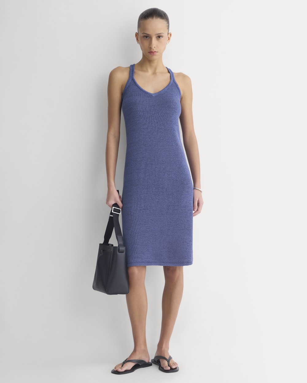Sweater Racerback Midi Dress in Blue Dusk — front view