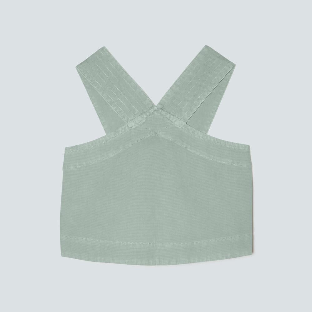 The Cross-Front Apron Top in Sea Glass — front view