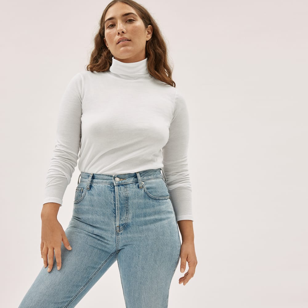 The Organic Cotton Turtleneck in White — alternate view