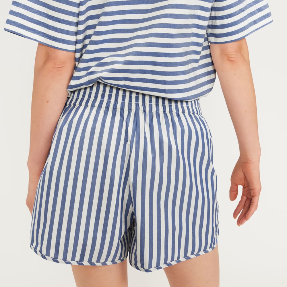 The Poplin Boxer Short in Mazarine Blue / Bone — detail view