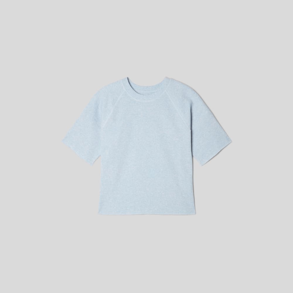 The Organic Cotton Waffle Raglan Tee in Heathered Light Blue — alternate view