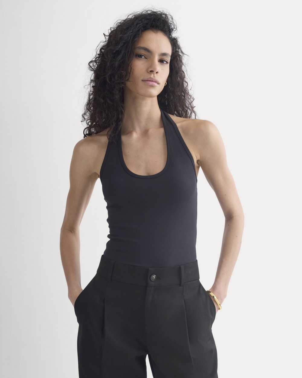 Halter Tank in Black — front view