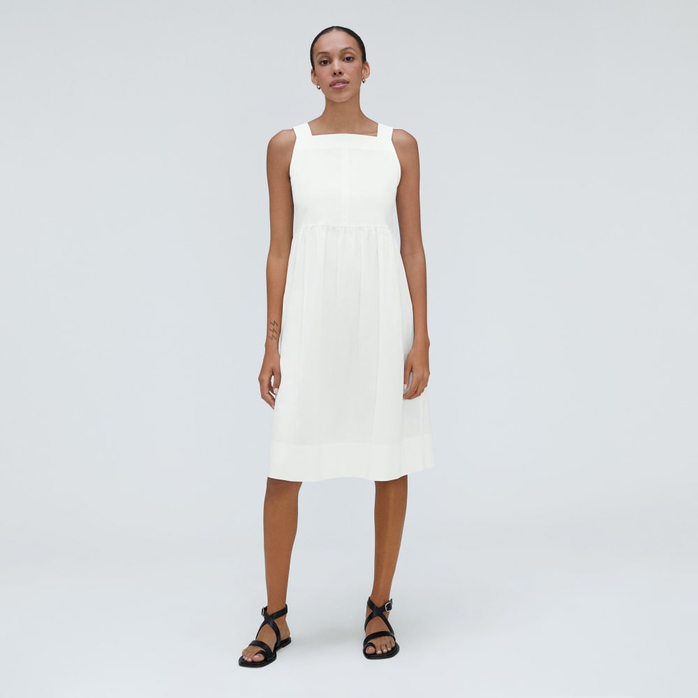 The Seersucker Midi Dress in White — alternate view