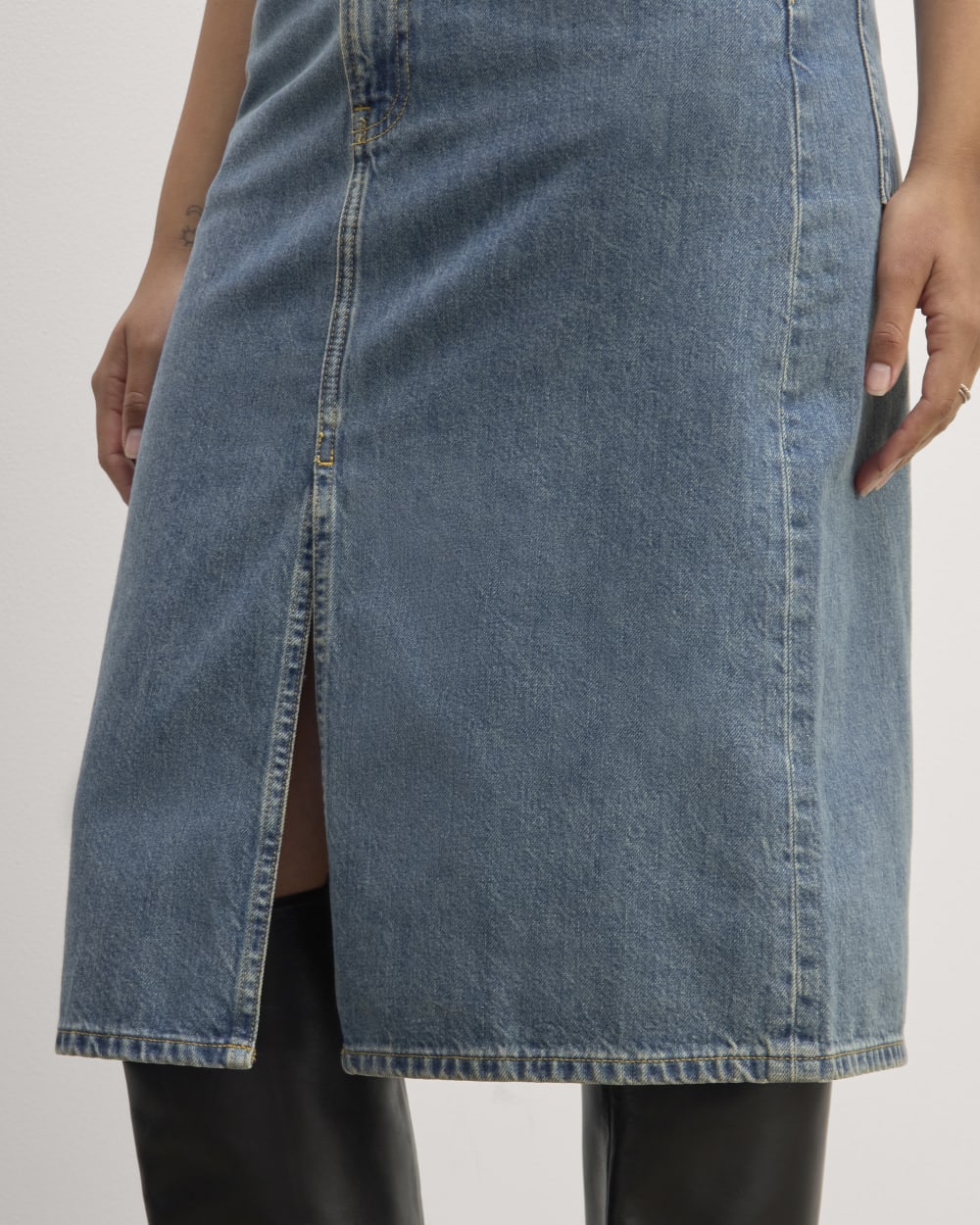 The Mid-Way Skirt in Mid Blue — detail view