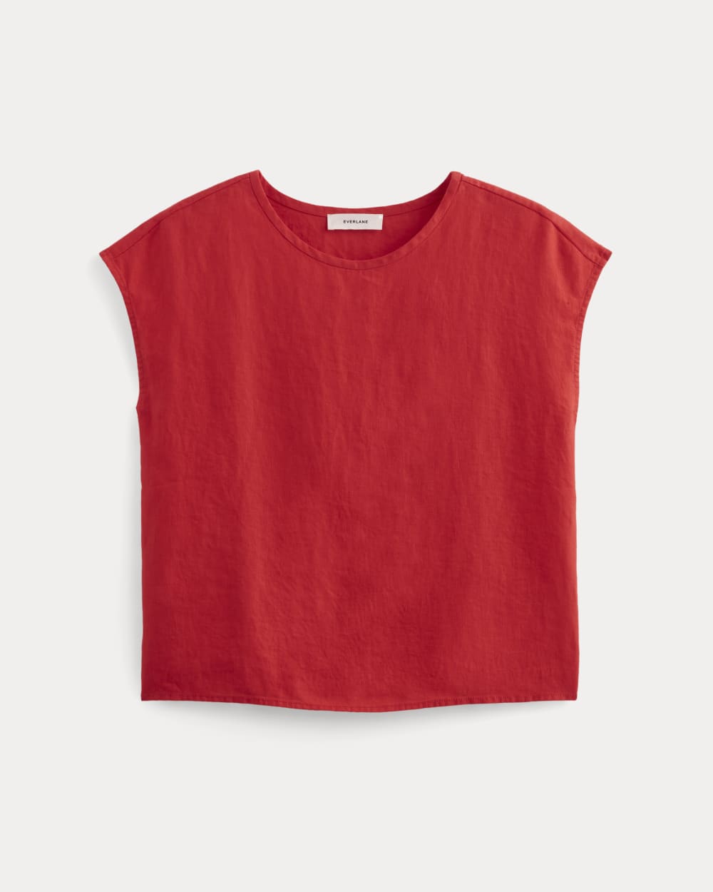 The Muscle Top in Linen in Classic Red — alternate view