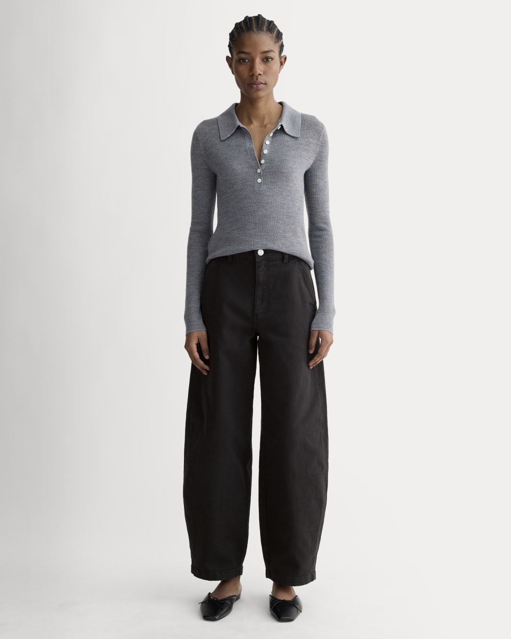 The Utility Curve Pant in Black — front view