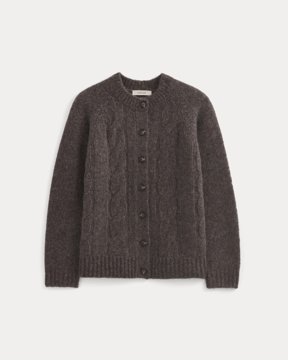 Cloud Cable Cardigan in Heathered Burgundy — alternate view