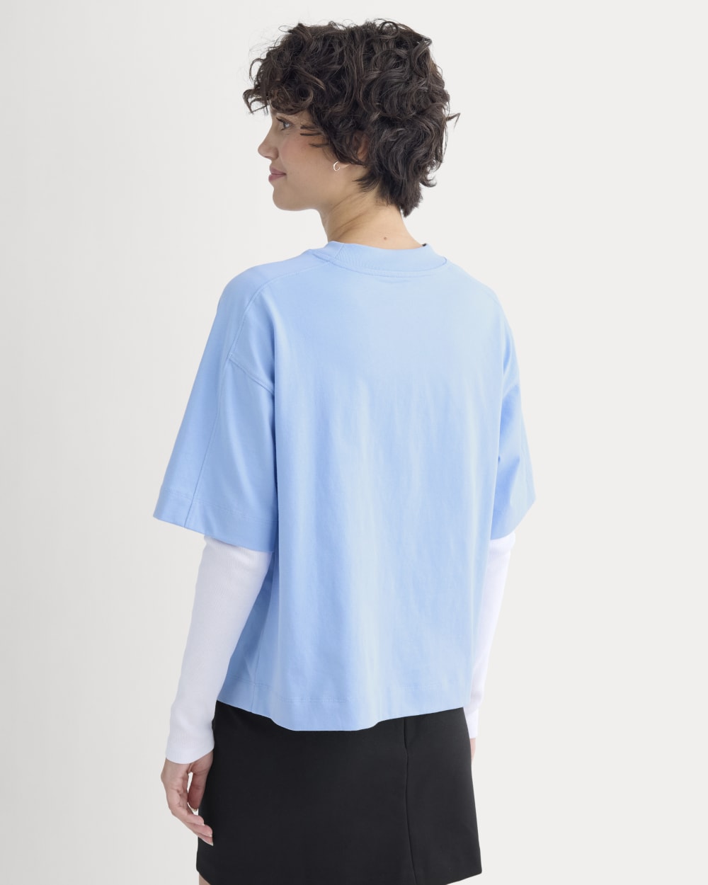 Oversized Seamed Tee in Open Air Blue — detail view