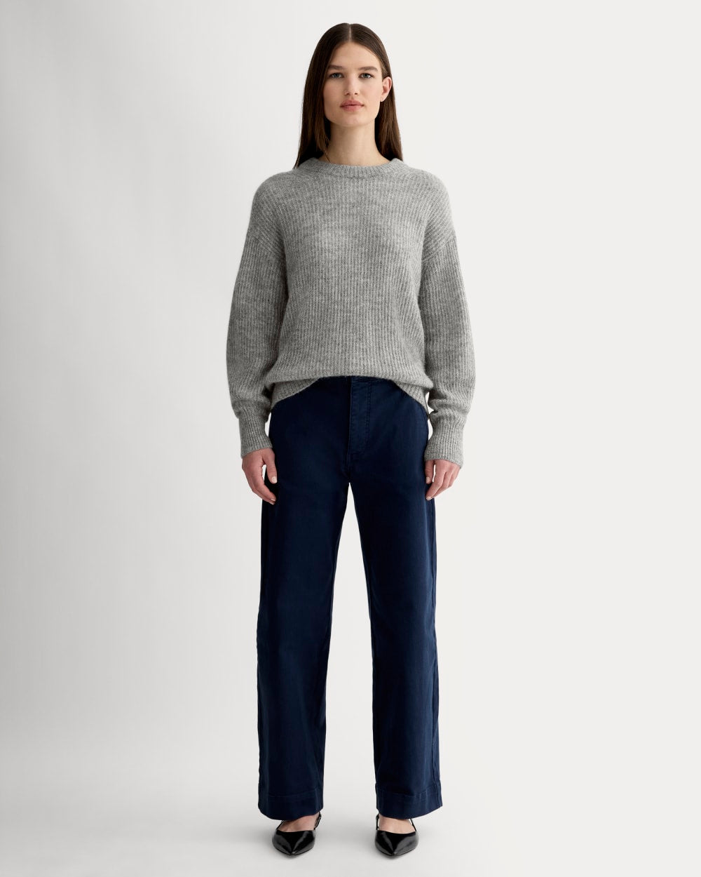 The Cocoon Crew in Alpaca in Heather Stone Grey — detail view