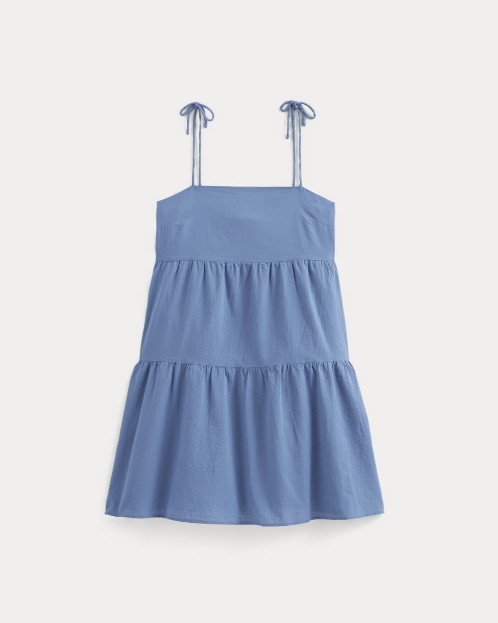 The Gauze Mini Tiered Dress in Soft Cobalt — alternate view