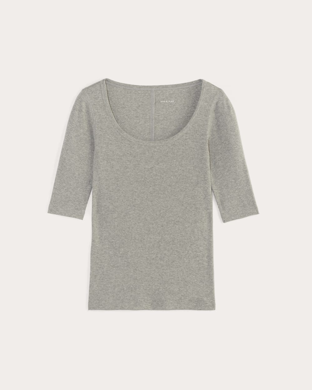 The Luxe Rib Scoop-Neck Tee in Heathered Grey — alternate view