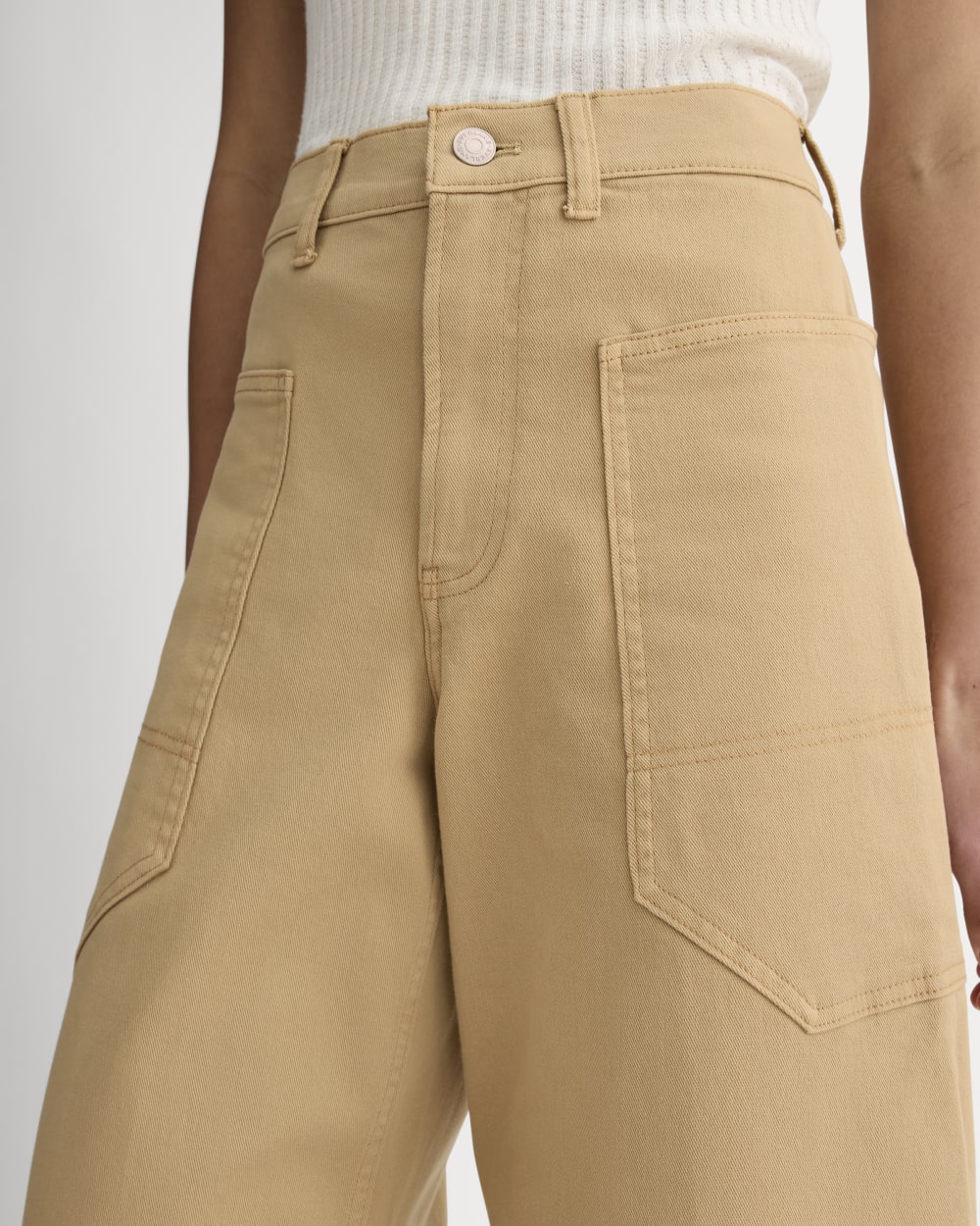 The Utility Gardener Pant in Classic Khaki — detail view
