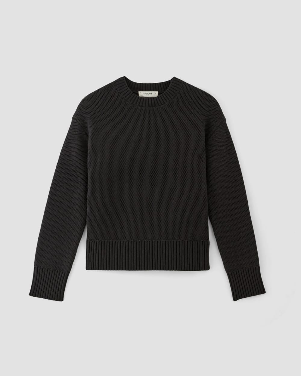 The Cotton Honeycomb Square Crew in Black — alternate view