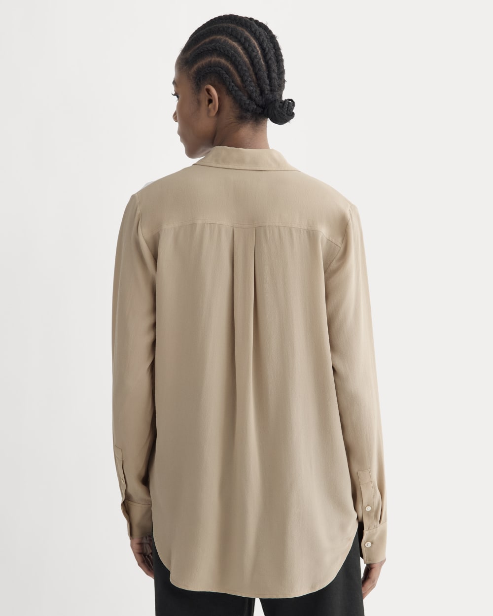 The Must-Have Shirt in Washable Silk in Burnt Sugar — detail view