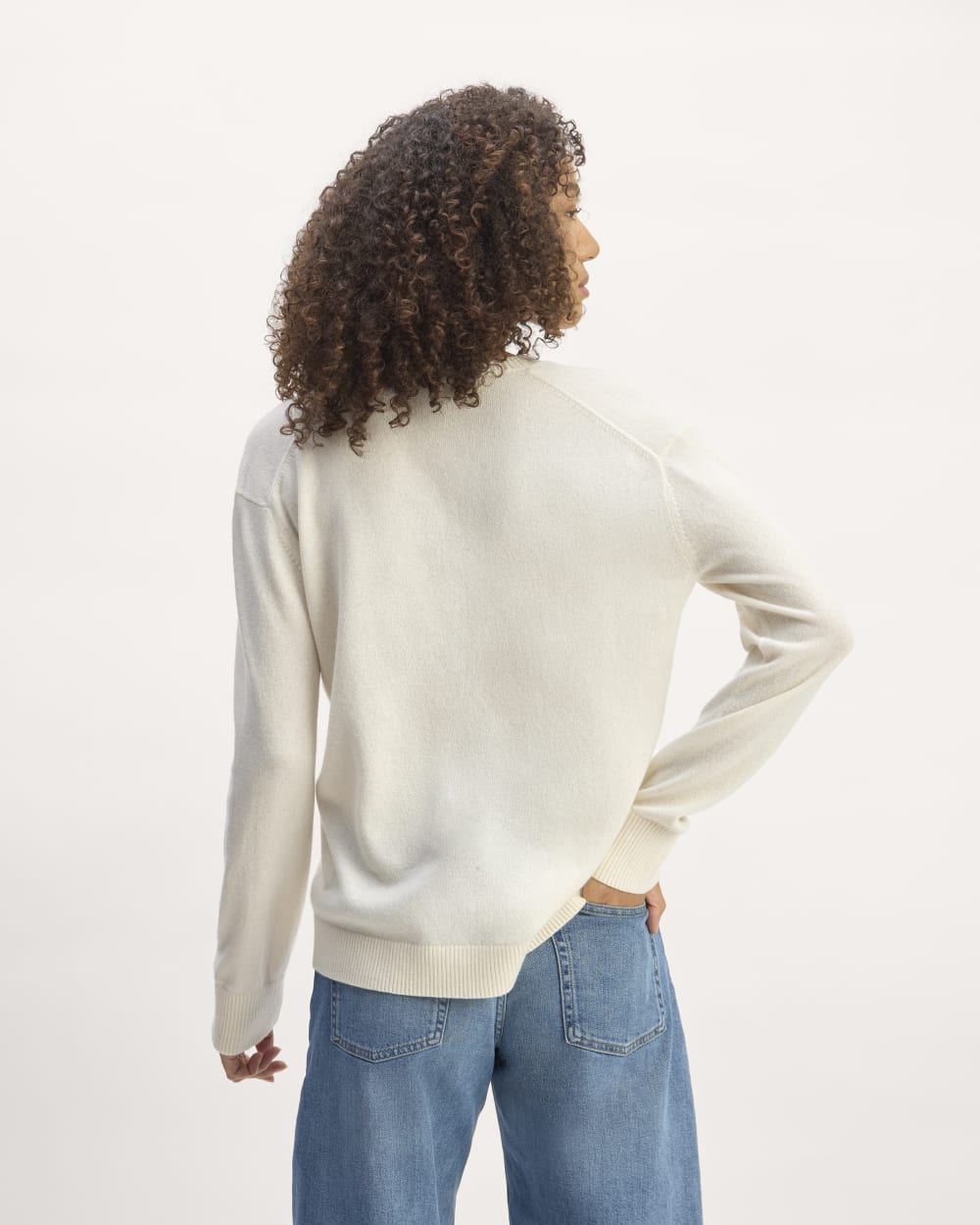 The Classic V in Cashmere in Bone — detail view