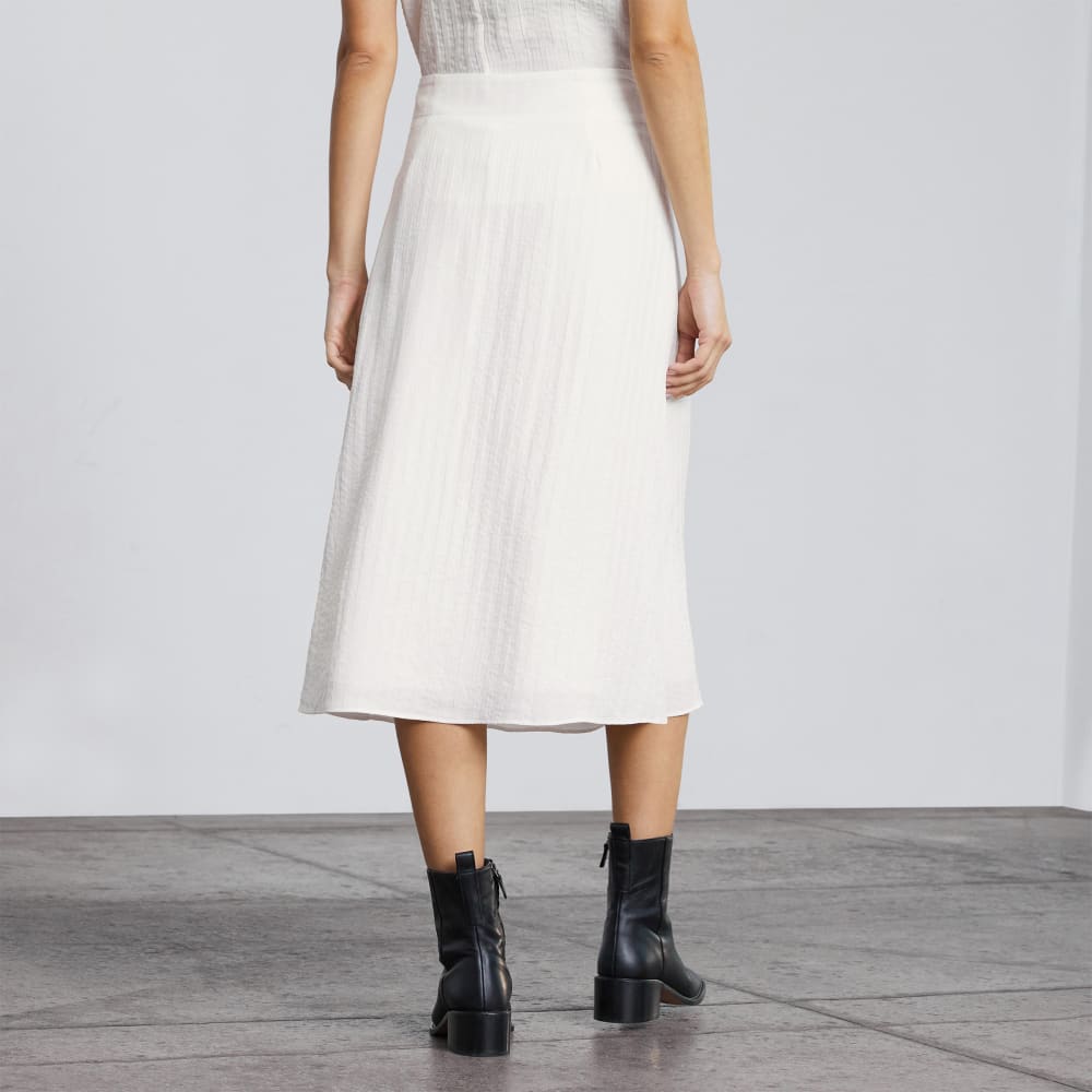The City Stripe Midi Skirt in Bone — detail view