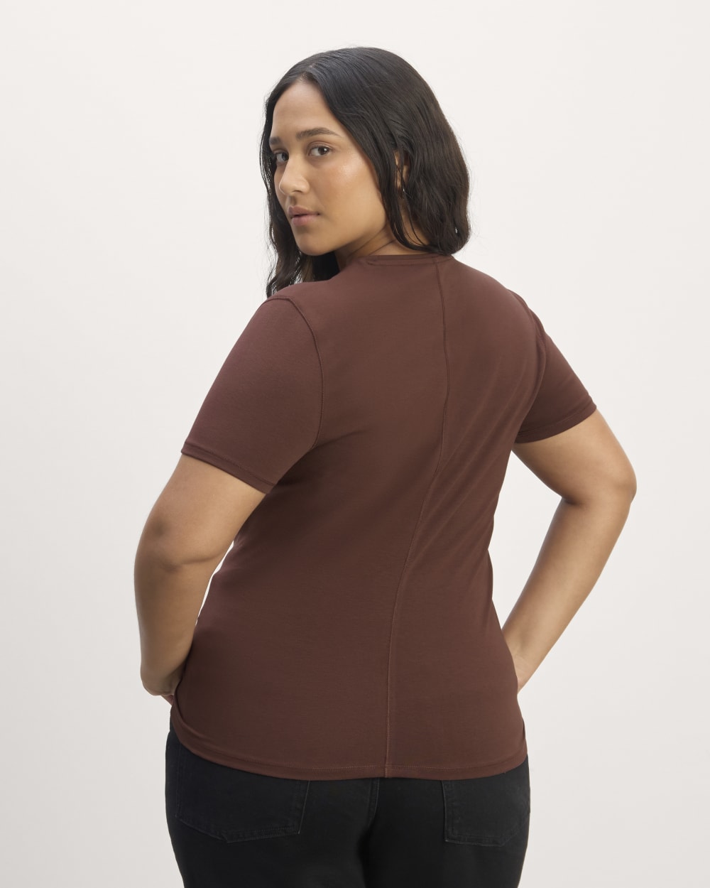 The Form Tee in Dark Mahogany — detail view