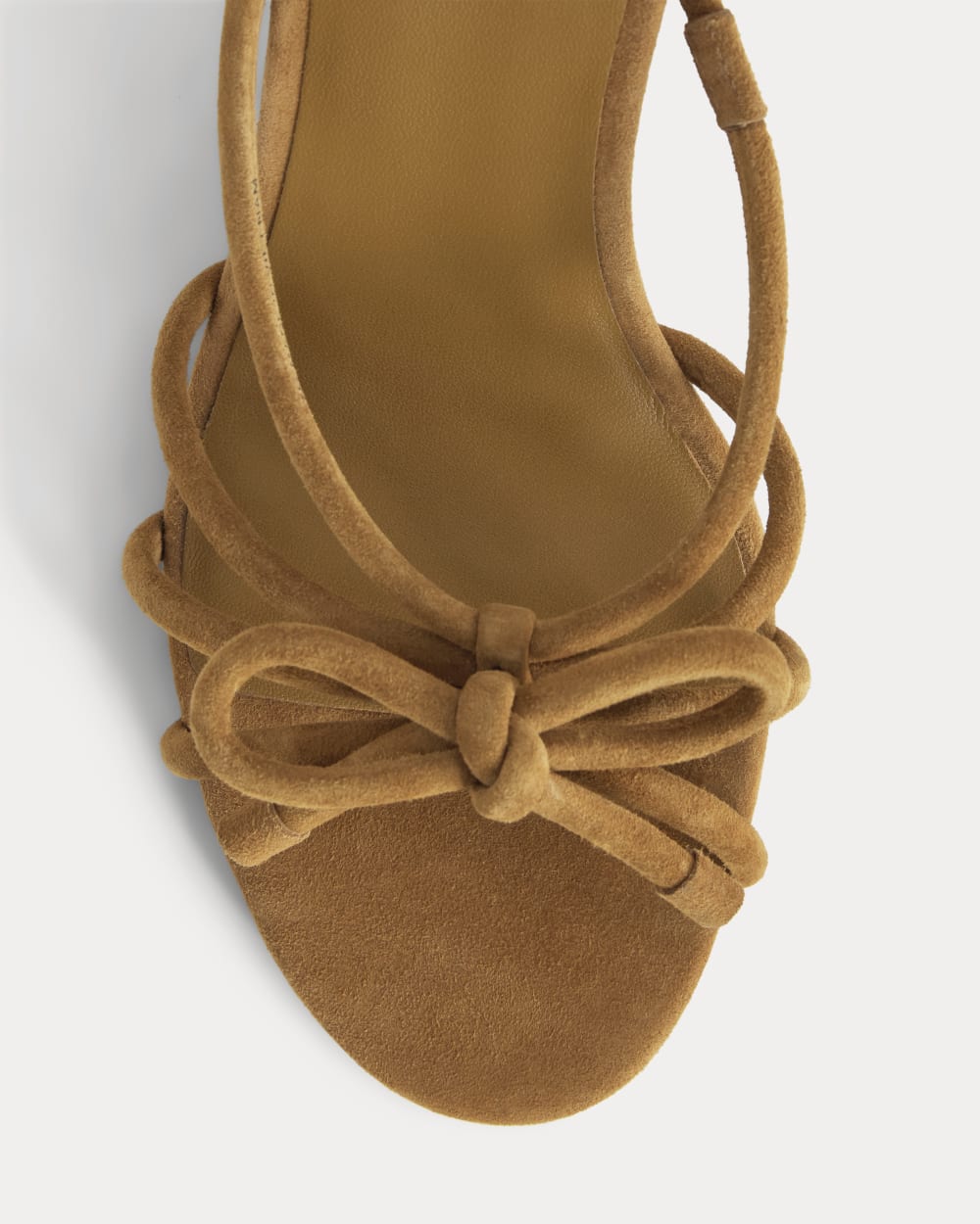 The Bow Heel in Canyon Brown Suede — detail view