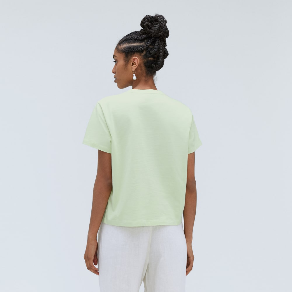The Box-Cut Tee in Essential Cotton in Seafoam Green — detail view