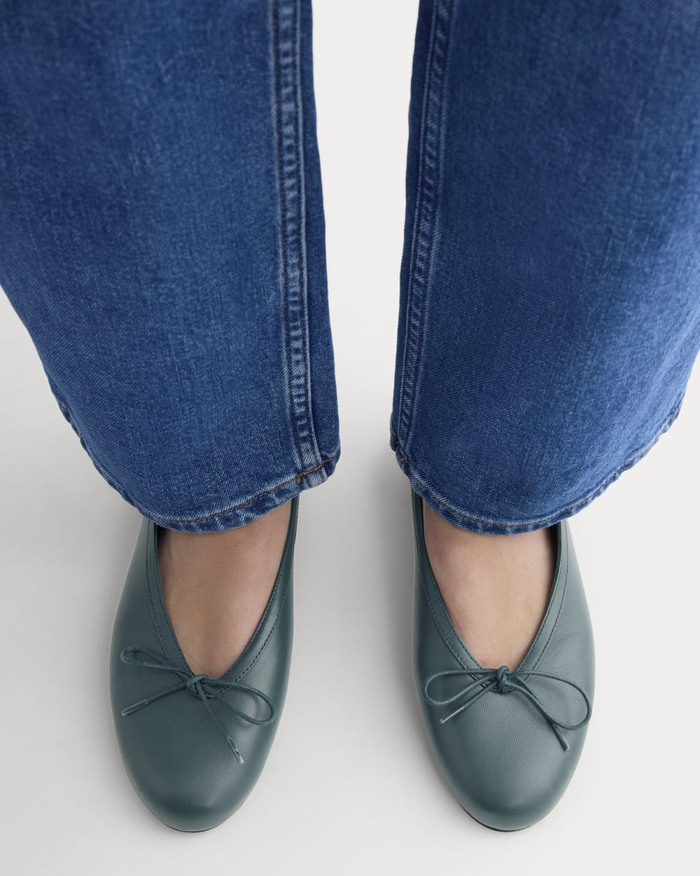 Made in Italy Ballet Flat in Juniper — detail view