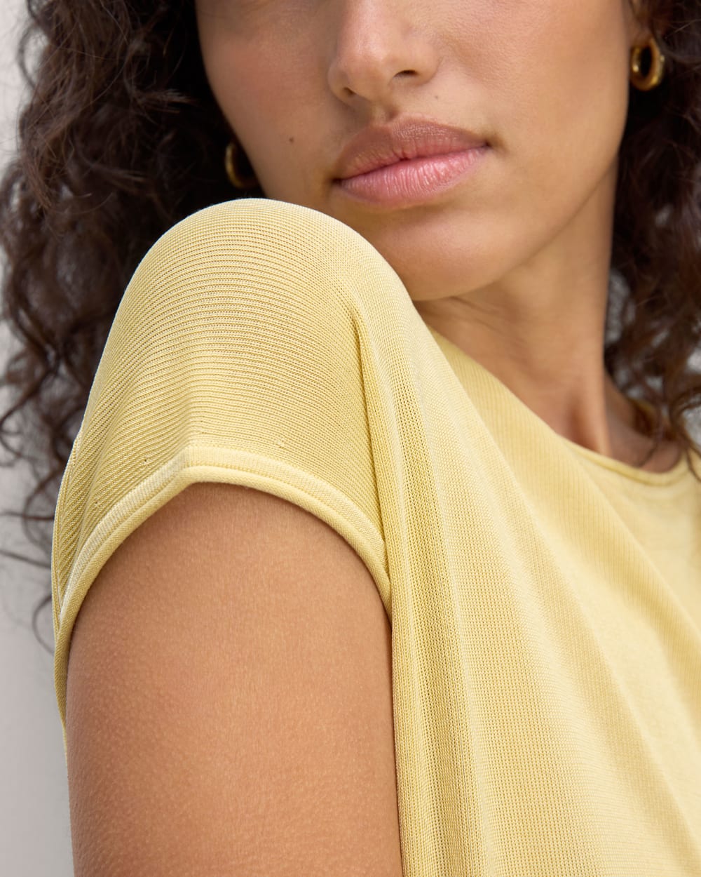 The Oversized Knit Top in Parsnip — detail view