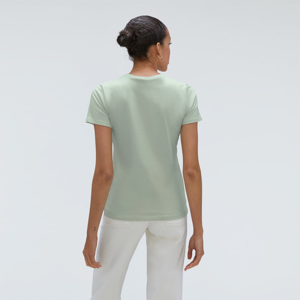 The Organic Cotton Crew Tee in Lily Green — detail view