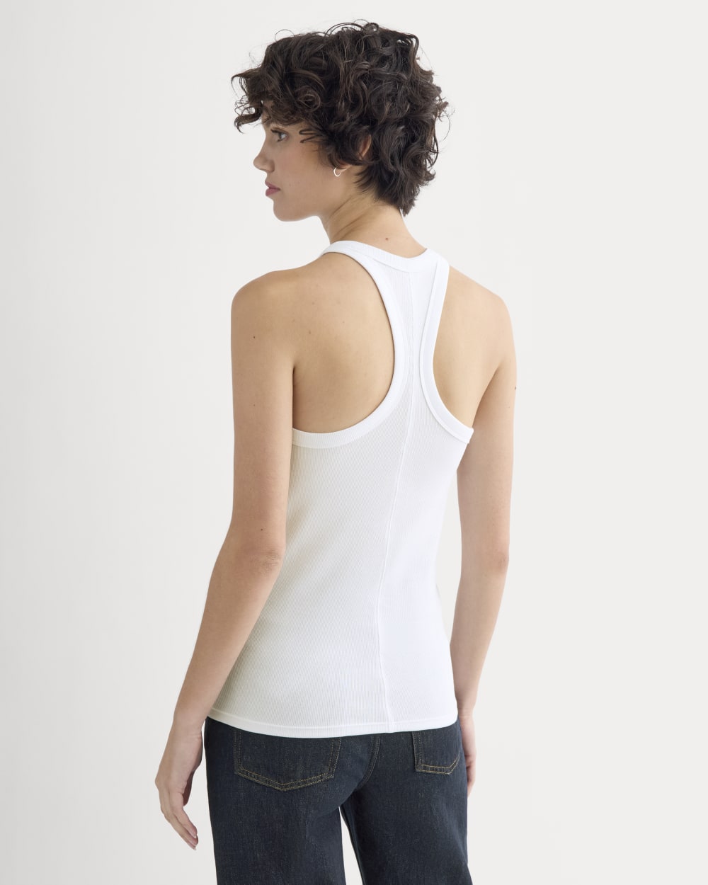 Luxe Rib Racerback Tank in White — detail view