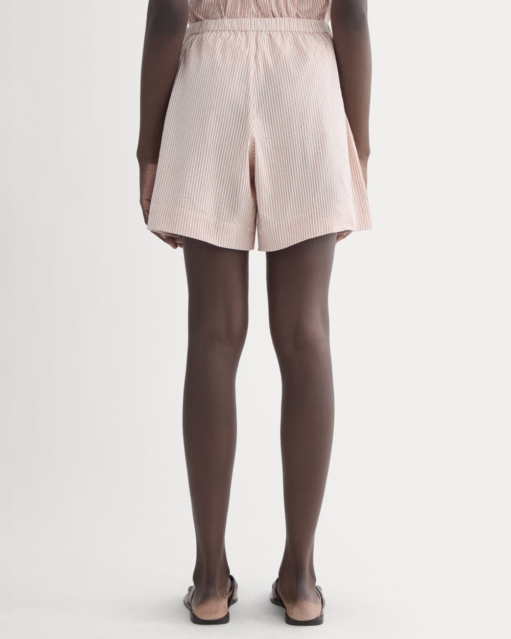 The Seersucker Pull-On Short in Soft Orange — detail view