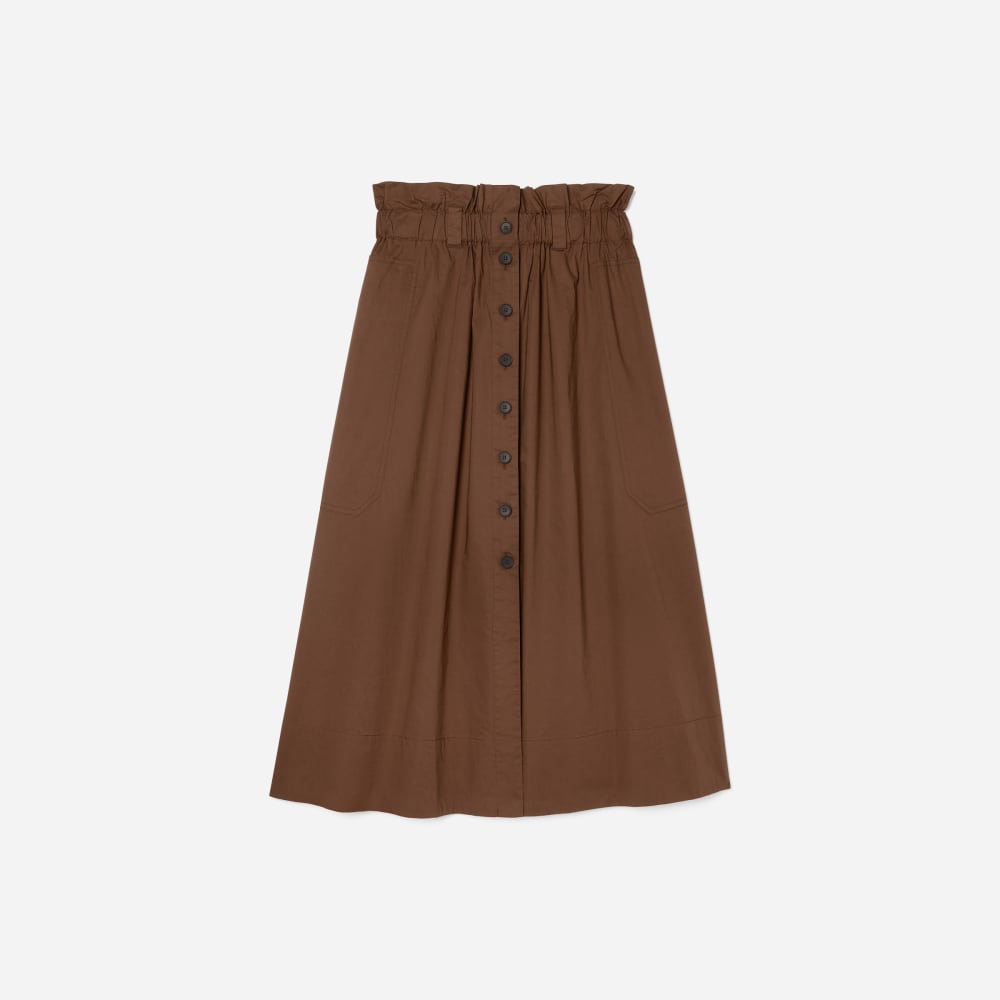 The Easy Button-Front Skirt in Espresso — front view