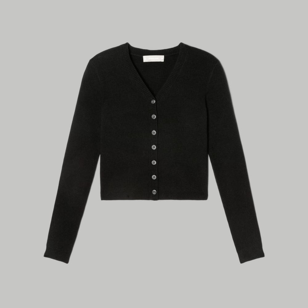 The Luxe Merino Cardigan in Black — alternate view
