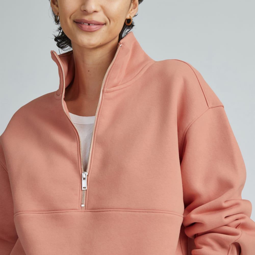 The ReTrack Half-Zip Sweatshirt in Light Rose — detail view
