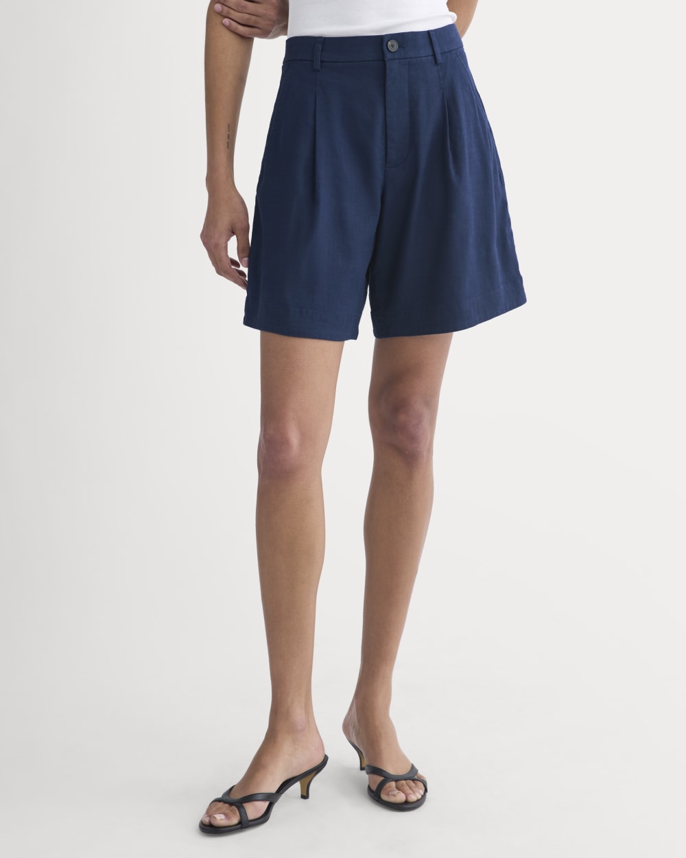 Tailored A-Line Short in Navy — detail view