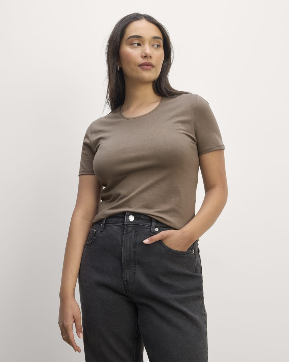 The Form Tee in Taupe — front view
