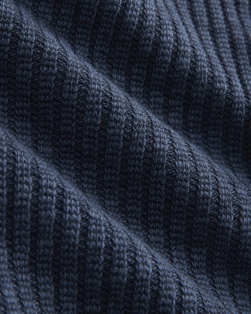 The Cozy Rib Cardigan in Mood Indigo — detail view