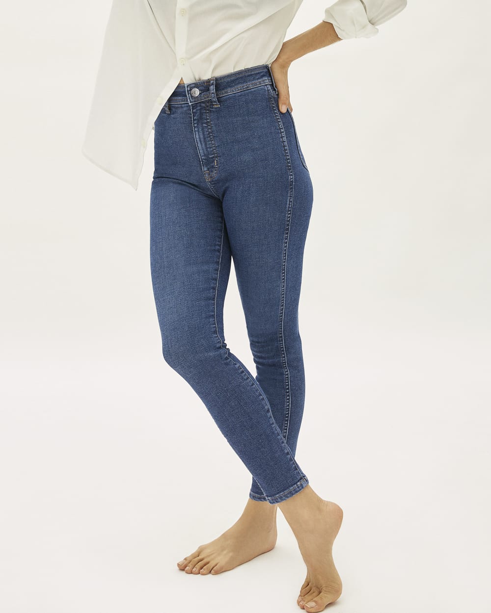 The Way-High® Clean Front Skinny Jean in Vintage Blue — detail view