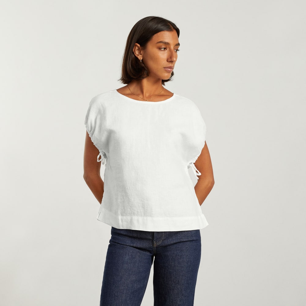 The Drawstring Tunic in White — alternate view