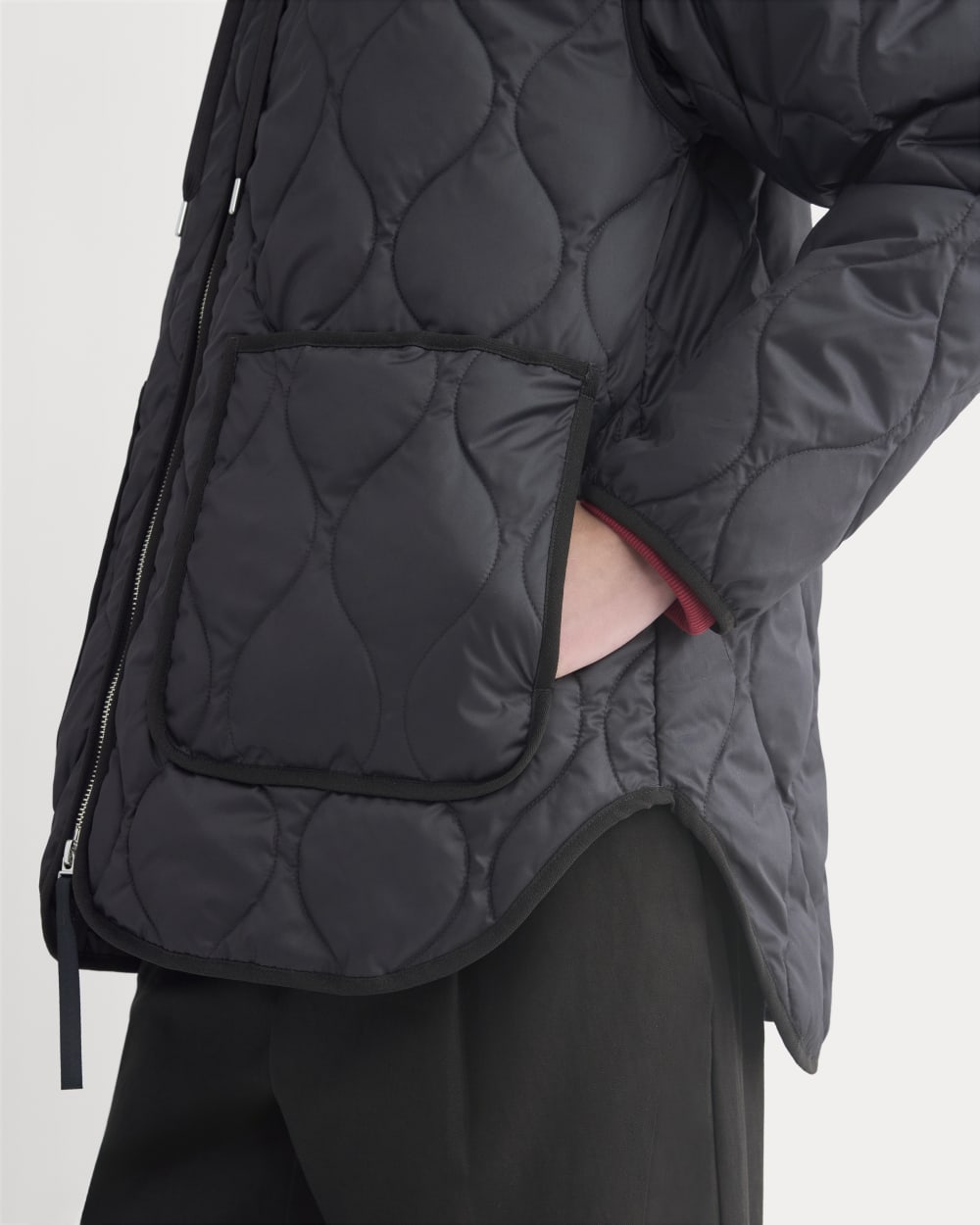 ReNew Quilted Hooded Liner in Black — detail view