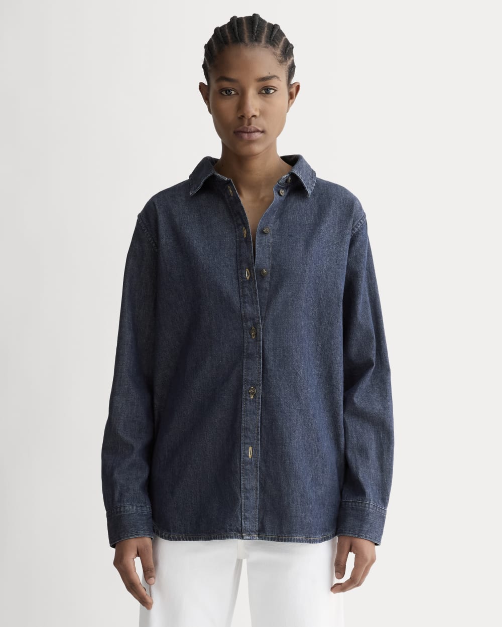 The Must-Have Shirt in Denim in Dark Indigo — front view