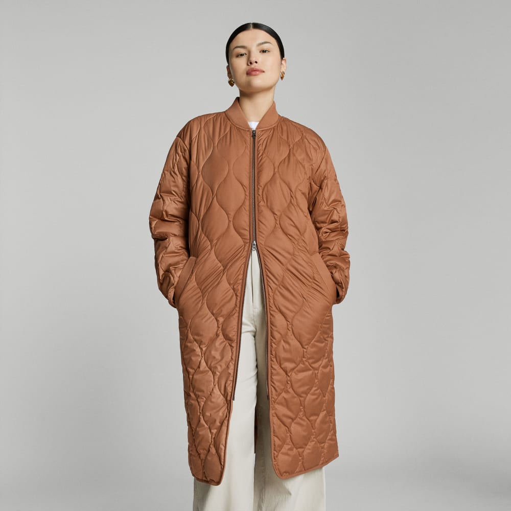 The ReNew Long Liner in Tawny Brown — detail view