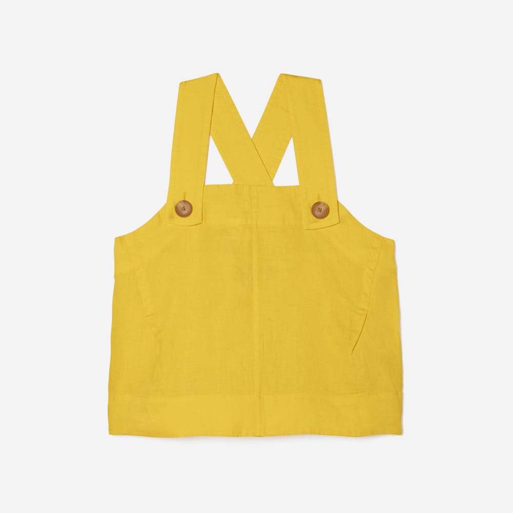 The Apron Linen Tank in Super Lemon — front view