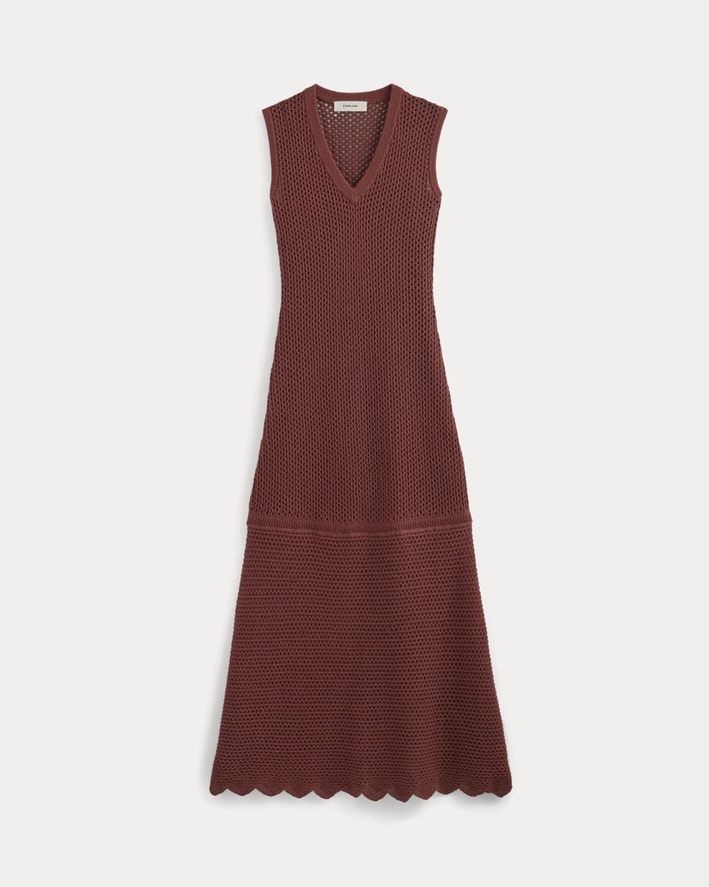 Lace Knit Maxi Sweater Dress in Henna Red — alternate view