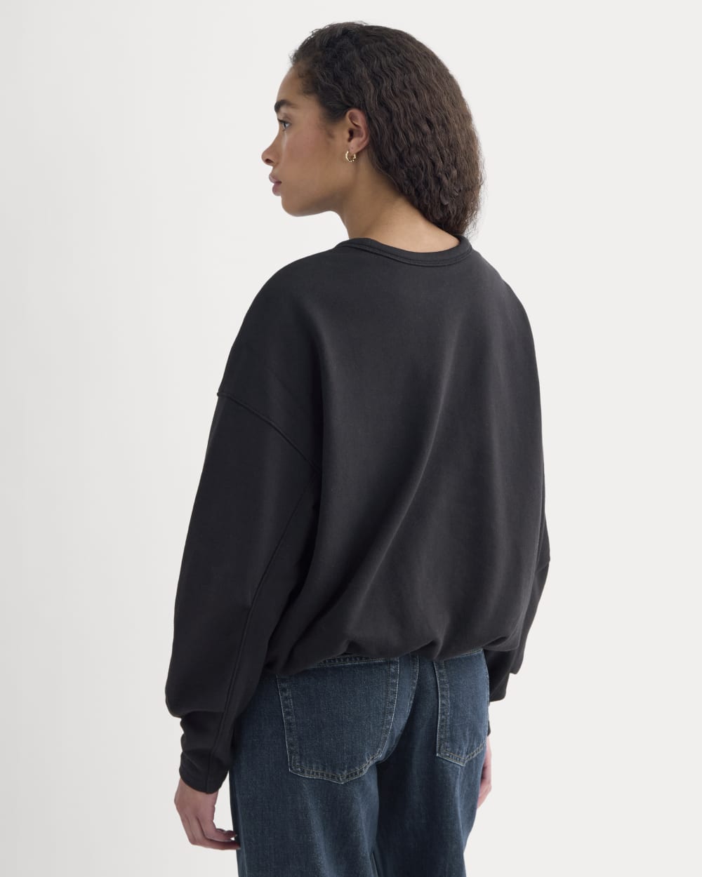 Lightweight Terry Bubble Sweatshirt in Black — detail view