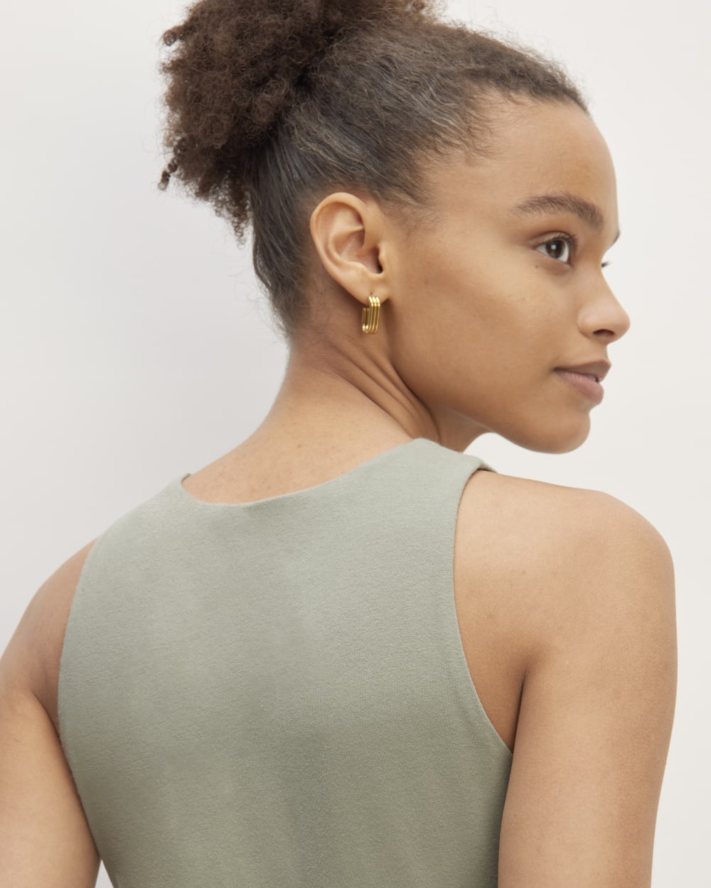 The Supima® High-Neck Riviera Dress in Sage Green — detail view