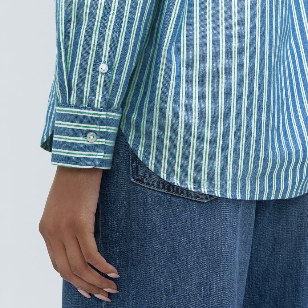 The Must-Have Oxford Shirt in Lapis Blue / Bright Jade / Optic White — detail view